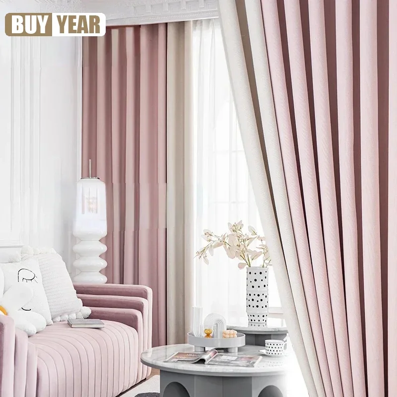 Modern Simple Pink Splicing Curtain Sun Protection Cotton and linen Curtains for Living Dining room Bedroom Tulle Customization
Modern Simple Pink Splicing Curtain Sun Protection Cotton and linen Curtains for Living Dining room Bedroom Tulle Customization