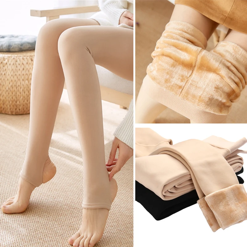 

Winter Fleece Pantyhose Sexy Lingiere for Women Stockings Warm Thick One-pieces Stretchy Khaki Winter Clothes Women Tights