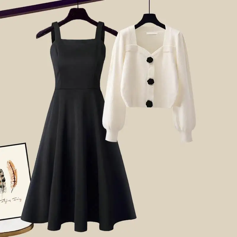 2023 Autumn Winter New Fashion Knit Sweater Top+Black Dress Two Piece Set Women's Korean Elegant Cardigan Blouse Midi Skirt Suit
2023 Autumn Winter New Fashion Knit Sweater Top+Black Dress Two Piece Set Women's Korean Elegant Cardigan Blouse Midi Skirt Suit