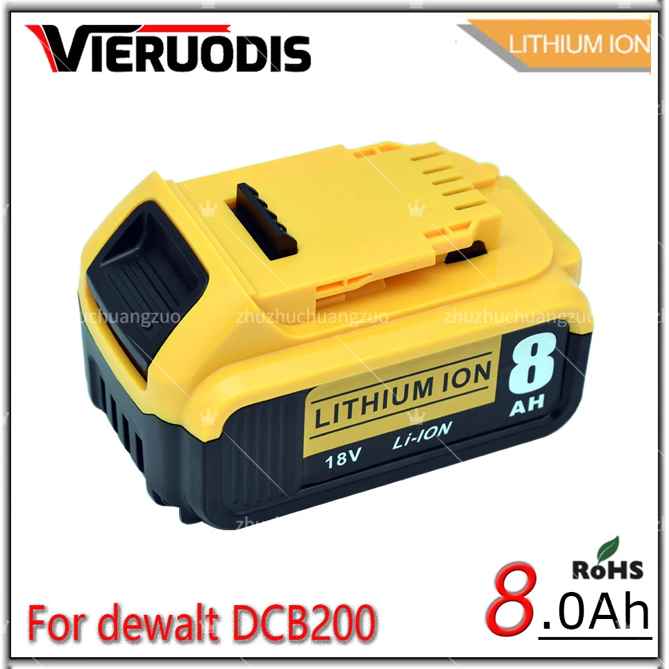 

100% New For DeWalt 18V/20V 8.0Ah 6.0Ah Rechargeable Power Tools Battery with LED Li-ion Replacement DCB205 DCB204-2 DCB206