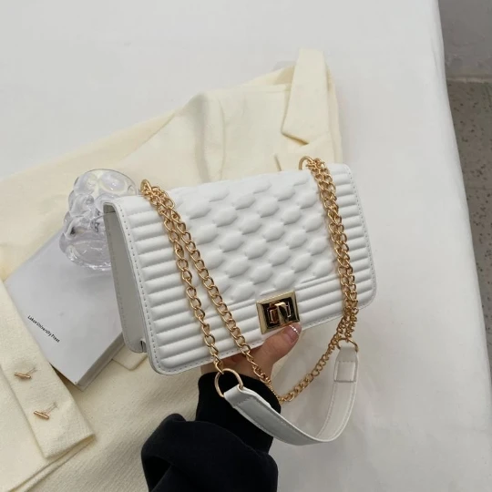 

White OL Chain Woman Handbag 2023 Trend Luxury Women Girl Shoulder bag PVC Lady Crossbody PU Purses Women's Leather Totebag