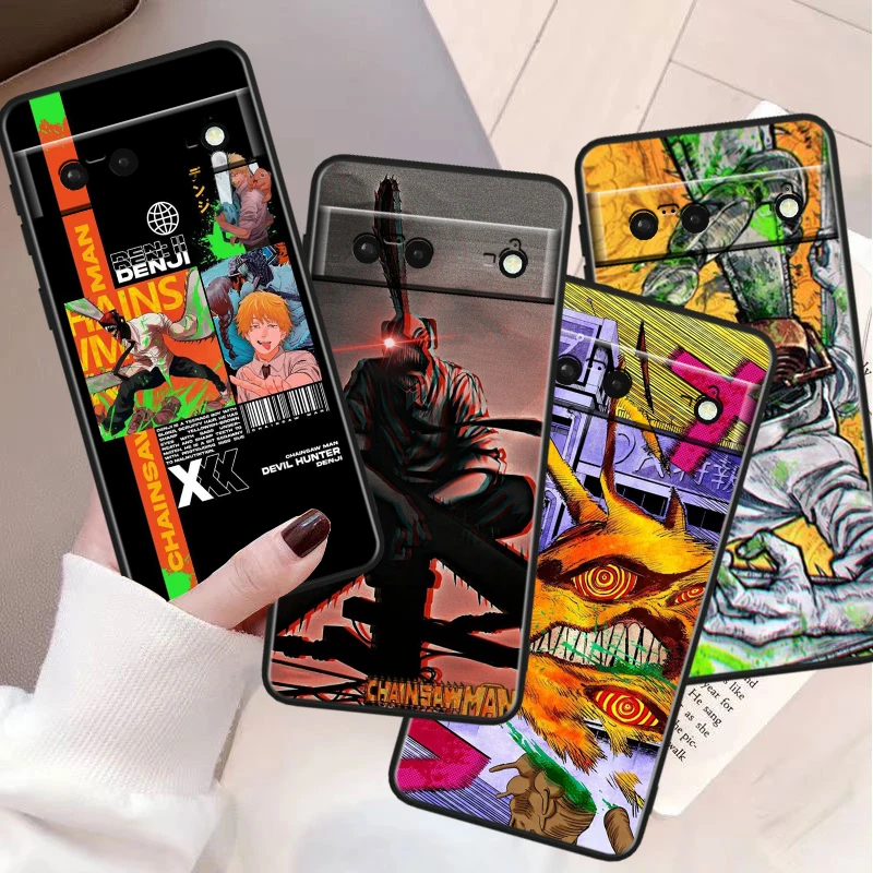 

Chainsaw Man Anime Shockproof Cover For Google Pixel 8 7A 6A 5A 5 4 4A XL Pro 5G Black Phone Case Soft Fundas Capa Phone Case