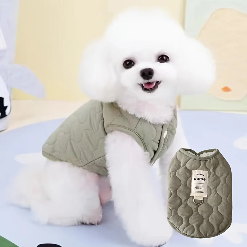 1pc Cute Warm Dog Vest, Pet Winter Thick Coat With Leash Buckle For Small Dogs Clothes
1pc Cute Warm Dog Vest, Pet Winter Thick Coat With Leash Buckle For Small Dogs Clothes