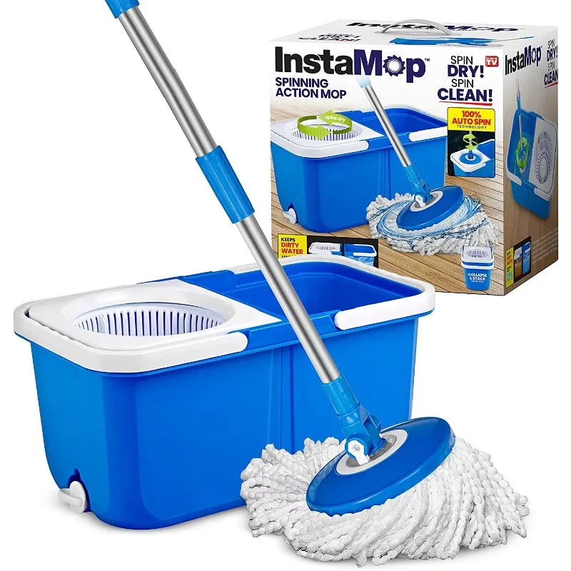 

Insta Mop Spin Mop and Bucket with Wringer Set Microfiber Mop Head Washer Machine Safe As Seen On TV