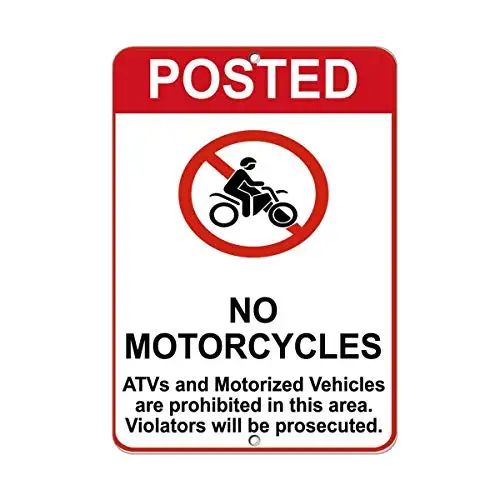 Vincenicy Metal Sign Great Aluminum Tin Sign No Motorcycles Atvs and Motorized Vehicles are Prohibited
Vincenicy Metal Sign Great Aluminum Tin Sign No Motorcycles Atvs and Motorized Vehicles are Prohibited
