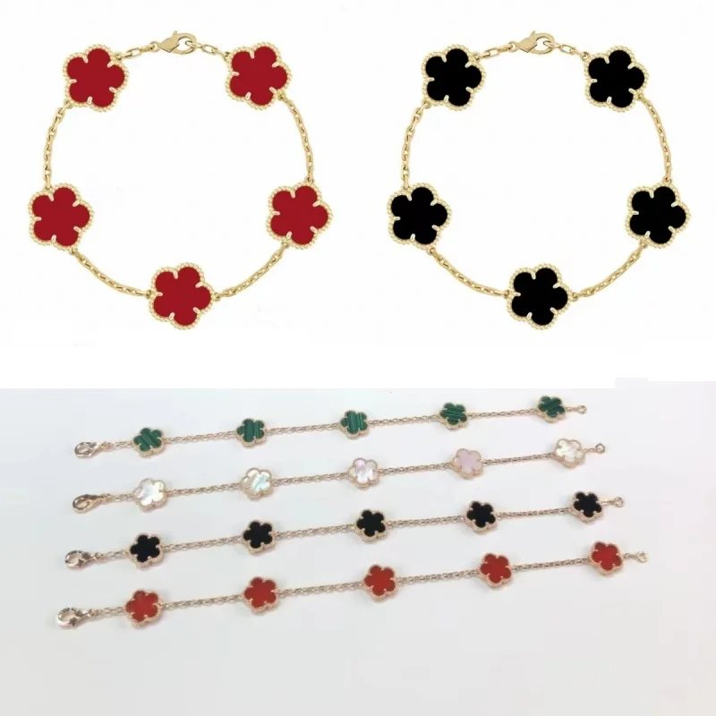 

2024 Hot Selling S925 Silver Men Zircon Bracelet Women Plating 18K Red Agate Flower Bracelets Quality Jewelry Gift