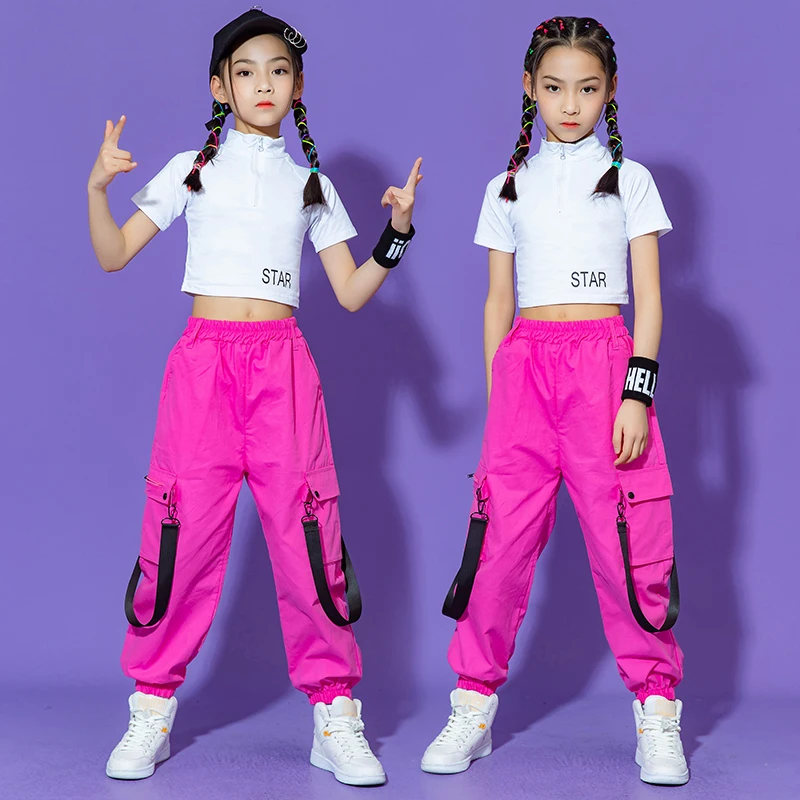 Kids Kpop Hip Hop Dancing Clothing T Shirt Crop Top Streetwear Pink Cargo Jogger Pants For Girl Jazz Dance Costume Clothes
Kids Kpop Hip Hop Dancing Clothing T Shirt Crop Top Streetwear Pink Cargo Jogger Pants For Girl Jazz Dance Costume Clothes