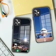 ENGINEER fly Pilot Plane Black Cell Phone Case Glass For iPhone 13 11 Pro XR XS MAX 8 X 7 Plus 12Mini phone Full Coverage covers