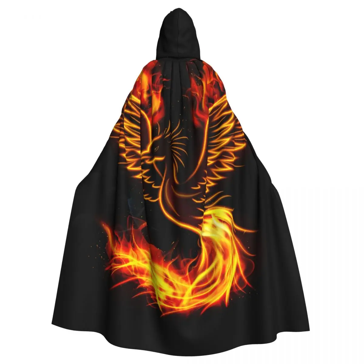 

Witch Cloak Fire Burning Phoenix Bird Halloween Cosplay Costume Unisex Adult Cloak Retro Ages Cape