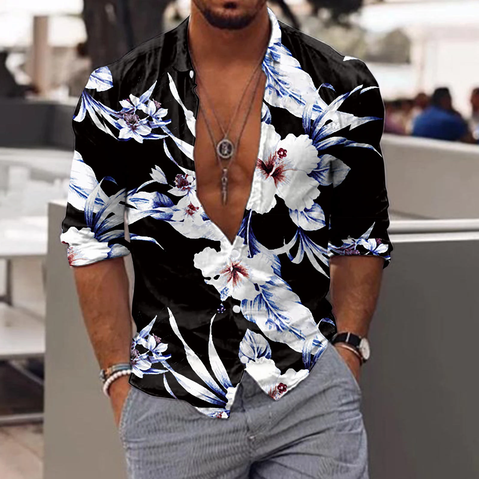 

Гавайские пляжные рубашки с цветочным 3D принтом для мужчин и женщин, Повседневная модная уличная одежда, рубашка большого размера с длинным рукавом, топы, блузка, мужская одежда