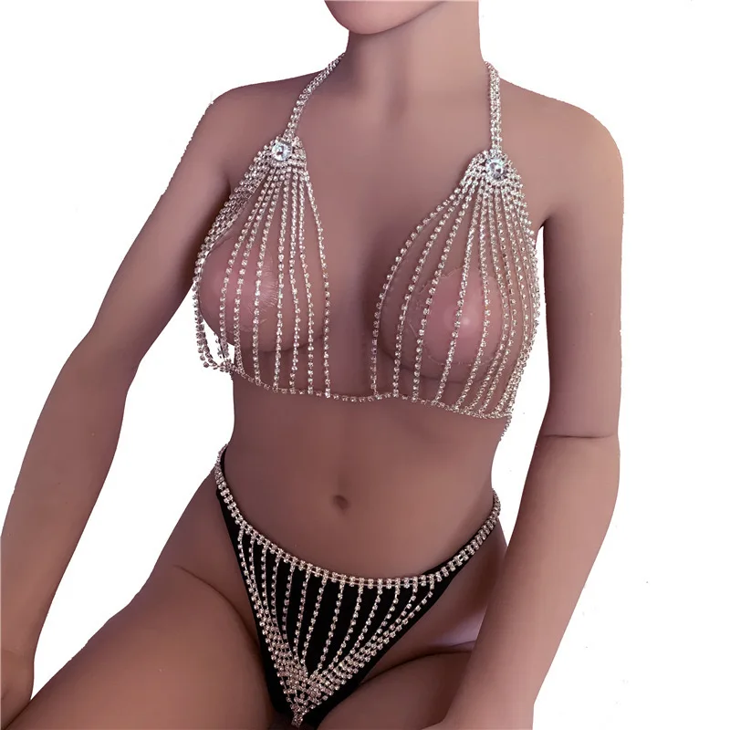 Hollow Bra and Thong Panties for Women Charm Bikinis Crystal Body Chain Harness Underwear Jewelry Gift
Hollow Bra and Thong Panties for Women Charm Bikinis Crystal Body Chain Harness Underwear Jewelry Gift