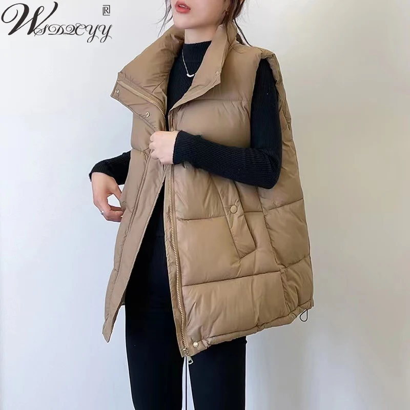 Korean Cotton Down Vest Women Solid Color Casual Stand Collar Cotton Paddded Waistcoat Loose Sleeveless Quilted Coat Zip Up Vest
Korean Cotton Down Vest Women Solid Color Casual Stand Collar Cotton Paddded Waistcoat Loose Sleeveless Quilted Coat Zip Up Vest
