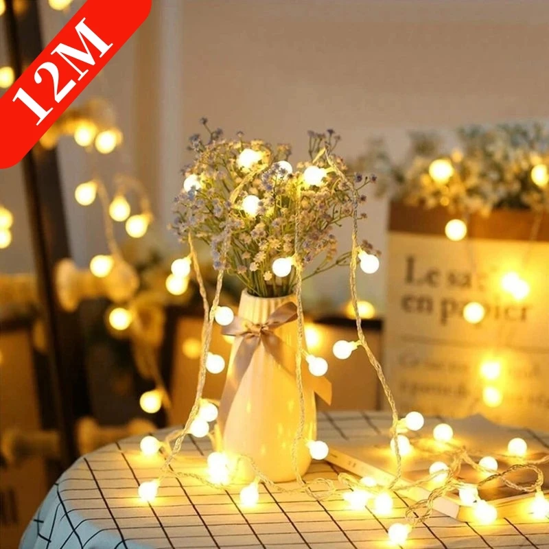 12M USB/Battery LED Ball Garland Lights Outdoor Waterproof Fairy String lights Christmas Holiday Wedding Party Lights Decoration
12M USB/Battery LED Ball Garland Lights Outdoor Waterproof Fairy String lights Christmas Holiday Wedding Party Lights Decoration