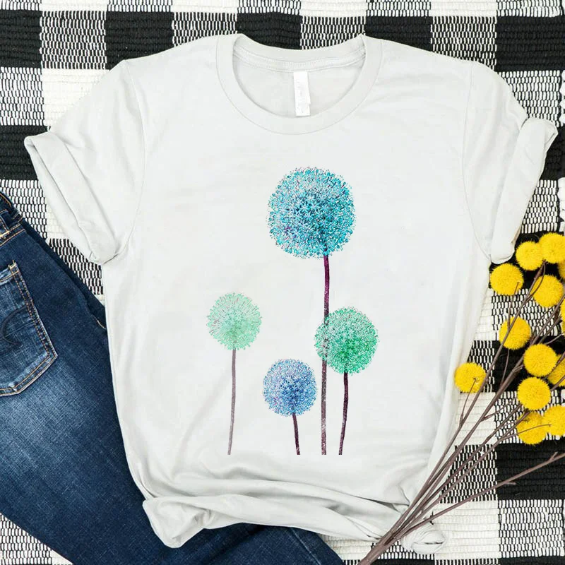 Women white T-shirt casual Color dandelion Print Lady T shirt short-sleeved Harajuku Tops Tshirt summer Clothing Tee shirt femme
Women white T-shirt casual Color dandelion Print Lady T shirt short-sleeved Harajuku Tops Tshirt summer Clothing Tee shirt femme