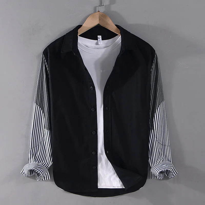 Men's Striped Patchwork 100℅ Cotton Shirt Japanese Fashion Regular Fit Long Sleeve Casual Streetwear Men Design Clothes
Men's Striped Patchwork 100℅ Cotton Shirt Japanese Fashion Regular Fit Long Sleeve Casual Streetwear Men Design Clothes