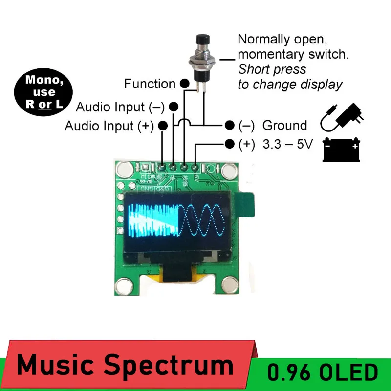 DYKB Mini 0.96" OLED Music Spectrum Display Analyzer mp3 power Amplifier Audio Level Indicator music rhythm Analyzer VU METER A
DYKB Mini 0.96" OLED Music Spectrum Display Analyzer mp3 power Amplifier Audio Level Indicator music rhythm Analyzer VU METER A