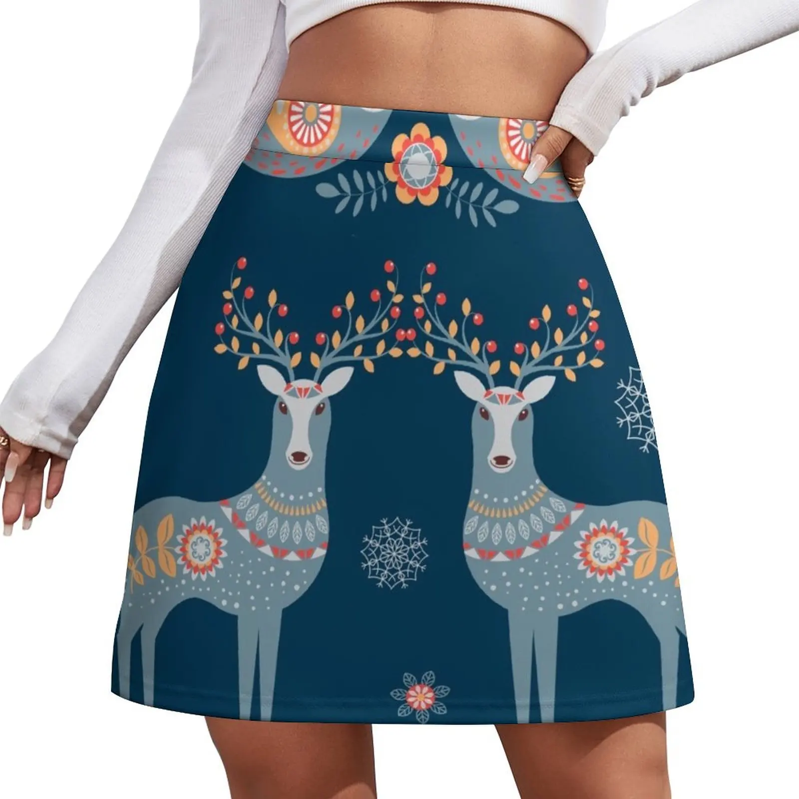 

Nordic Winter Blue Mini Skirt luxury designer clothing women Skirt pants Female dress Skort for women