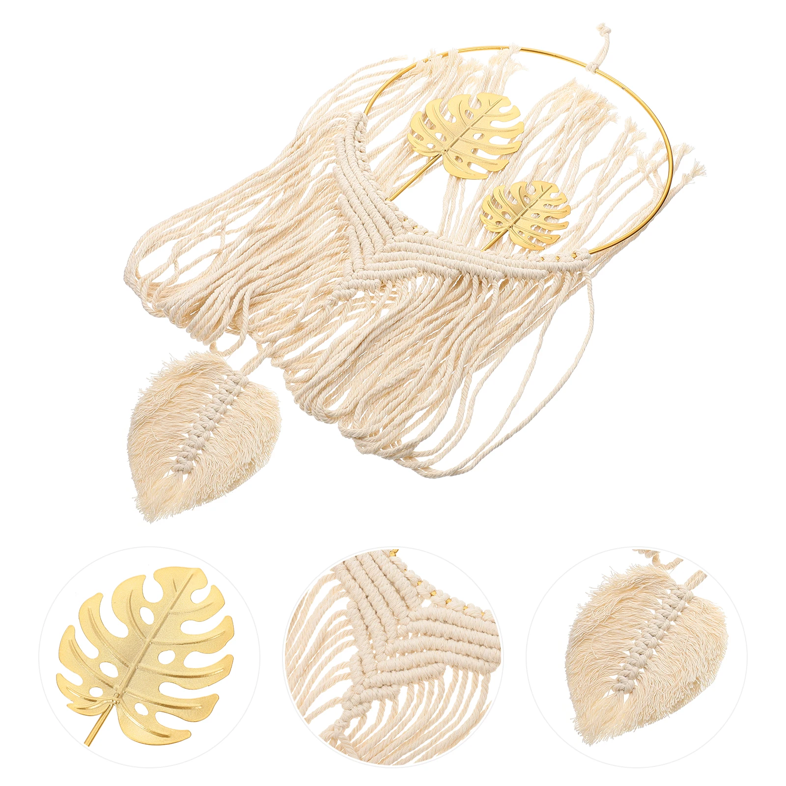 Palm Leaf Cotton Macrame Wall Art - Tropical Woven Tapestry 6 S8b52d6e3daec4e408d2d23c1b9ead935r