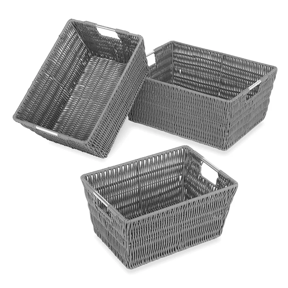 

Whitmor Rattique® Storage Baskets - Set of 3 - Grey USA