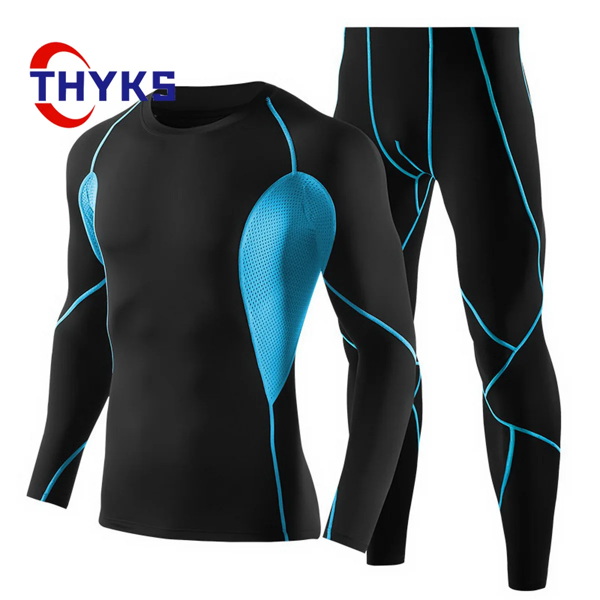 

Sports Fitness Set Men Tight Sweat Wicking Quick Drying Compression Training Suit Elastic Outdoor Leisure Running Cycling Suits