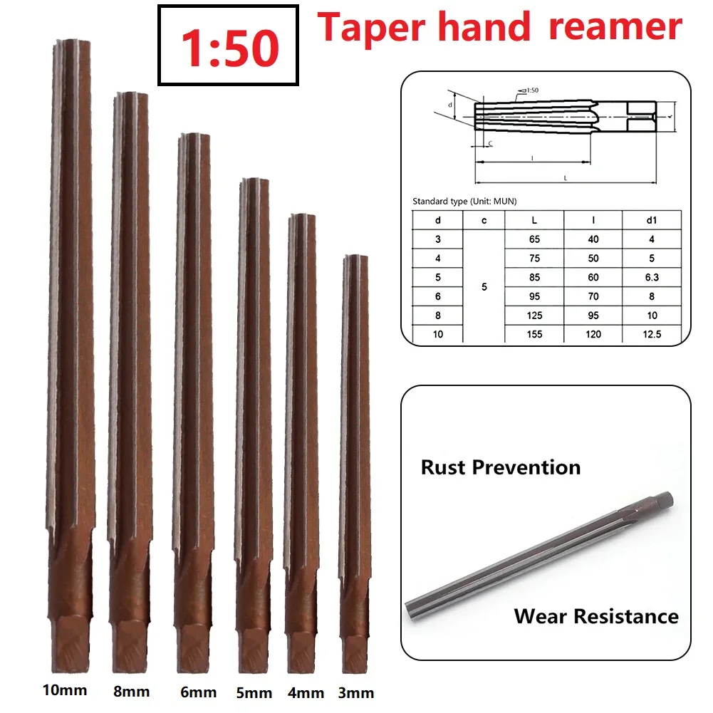 Hand Reamer 1:50 Conical Degree Sharp Manual Pin Taper Shank Hand Reamer Machine Cutting Tools 3/4/5/6/8/10mm
Hand Reamer 1:50 Conical Degree Sharp Manual Pin Taper Shank Hand Reamer Machine Cutting Tools 3/4/5/6/8/10mm