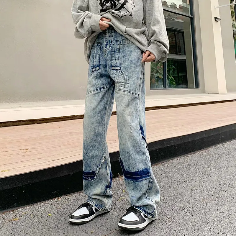 2023 Cyber Y2K Fashion Old Baggy Stacked Jeans Pants For Men Clothing Washed Blue Straight Luxury Denim Trousers Pantalon Homme
2023 Cyber Y2K Fashion Old Baggy Stacked Jeans Pants For Men Clothing Washed Blue Straight Luxury Denim Trousers Pantalon Homme