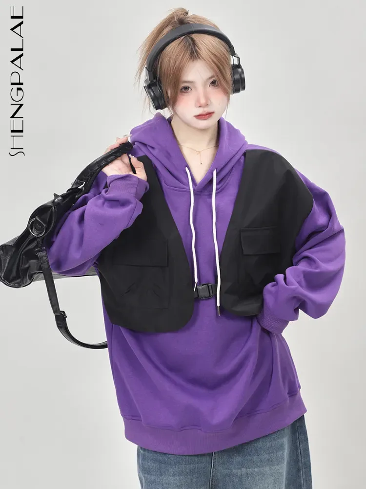 SHENGPALAE Fake 2 Piece Sweatshirt For Women Autumn 2023 New Fashion Hooded Spliced Contrast Color Casual Loose Pullover 5R6980
SHENGPALAE Fake 2 Piece Sweatshirt For Women Autumn 2023 New Fashion Hooded Spliced Contrast Color Casual Loose Pullover 5R6980