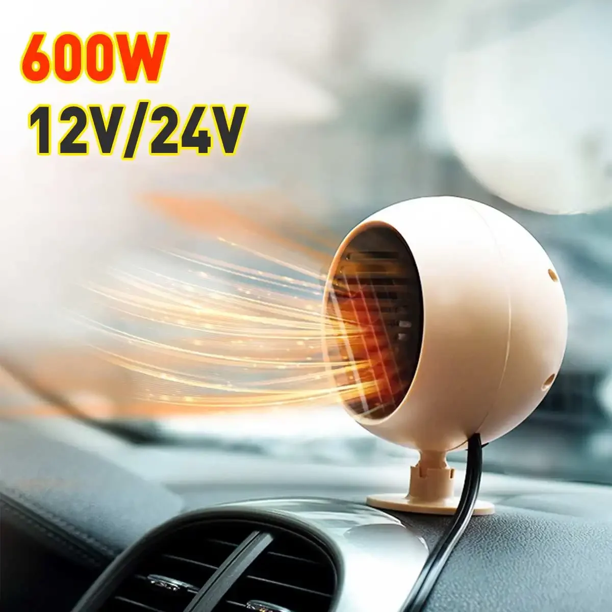 

600W 4In1 12V/24V Car Heater Electric Heating Fan Electric Dryer Windshield Defogging 360 Degree Rotation Car Defroster