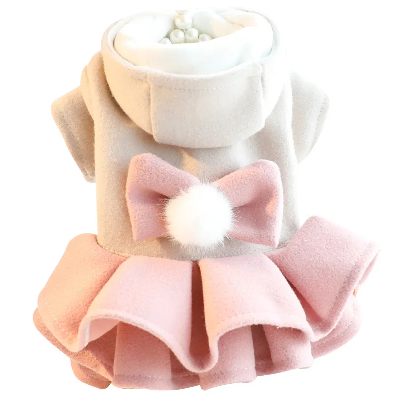 

Dog Clothes Autumn and Winter Clothes Thick Cat Princess Skirt Woolen Puffy Tutu Small Dog Teddy Pet