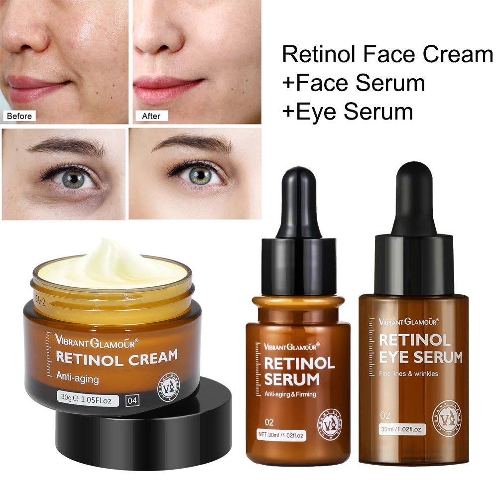 Retinol Face Cream+Facial Serum+Eye Serum Set Anti-Aging Remove Wrinkle Eye Bag Whitening Moisturizing Skin Lightening Cream
Retinol Face Cream+Facial Serum+Eye Serum Set Anti-Aging Remove Wrinkle Eye Bag Whitening Moisturizing Skin Lightening Cream