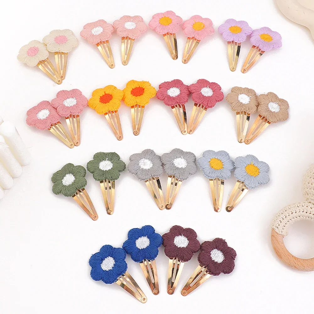 

2Pcs Embroidery Flower Hairpins Children Kids Flower HairClips Vintage Hairgrip Barrettes Sweet Baby Girls Hair Accessories Gift