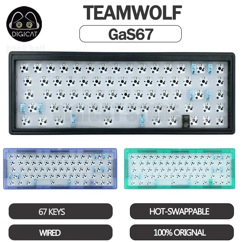 

Teamwolf GAS67 Mechanical Keyboard Kit Wired Keyboard Kit Transparent Shell RGB Backlight Hot-swap Gasket Gaming Keybords Kits