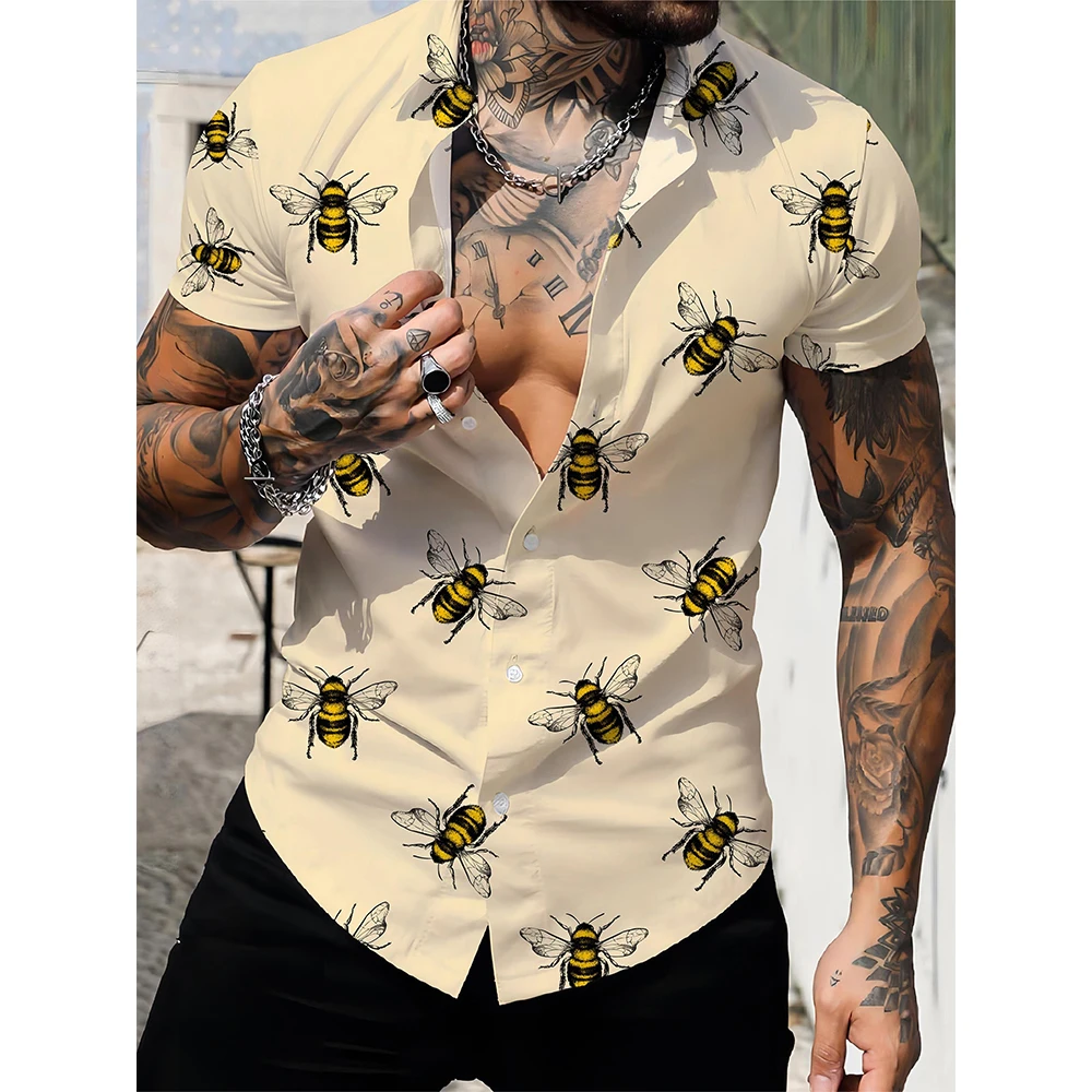 

Гавайские пляжные рубашки с 3D принтом пчелы для мужчин и женщин, Повседневная модная уличная одежда, рубашка оверсайз с коротким рукавом, блузка, мужская одежда в стиле Харадзюку
