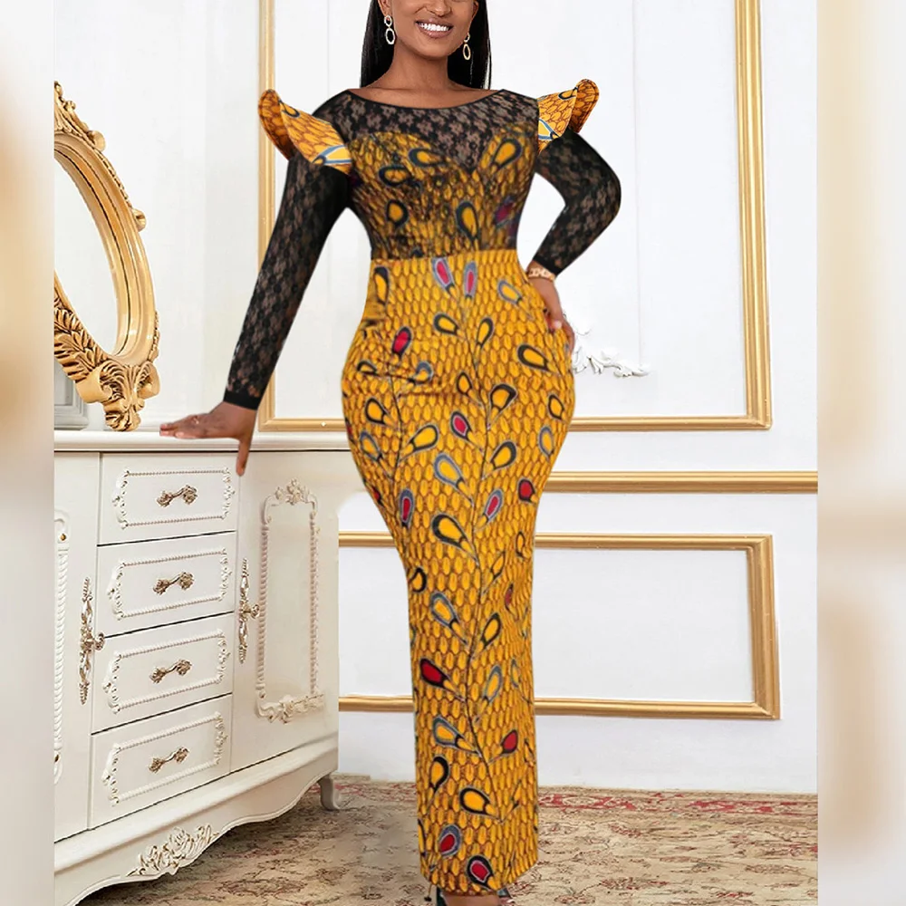 Luxury Dresses Women 2023 Yellow Printed Round Neck Lace Patchwork Package Hips Ankle Length Elegant Birthday Party Dinner Dress
Luxury Dresses Women 2023 Yellow Printed Round Neck Lace Patchwork Package Hips Ankle Length Elegant Birthday Party Dinner Dress