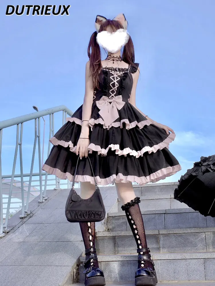 Original Genuine Lolita Japanese Style Sweet Cute Girl Strap Dress Daily Cute Sister Bow Contrast Color JSK Sleeveless Dress
Original Genuine Lolita Japanese Style Sweet Cute Girl Strap Dress Daily Cute Sister Bow Contrast Color JSK Sleeveless Dress