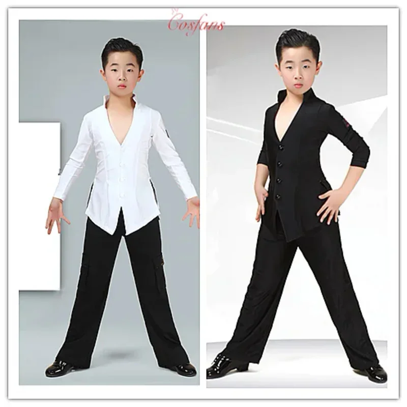Latin Dance Top Boys Sexy V-Neck Shirt Black Wide Leg Pants Kids Latin Dance Competition Costumes Children Rumba Cha Cha clothes
Latin Dance Top Boys Sexy V-Neck Shirt Black Wide Leg Pants Kids Latin Dance Competition Costumes Children Rumba Cha Cha clothes