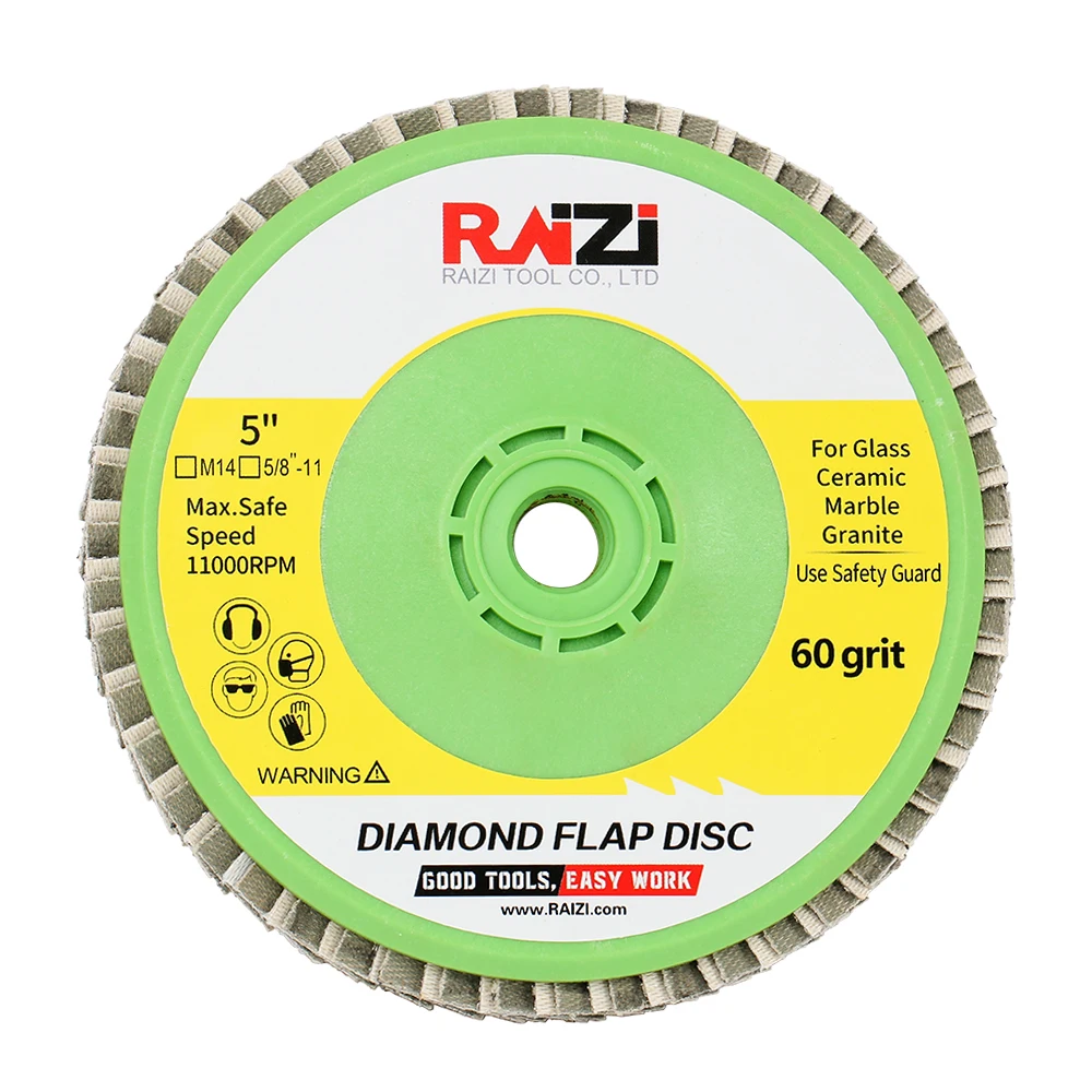 

Raizi 5 inch Diamond Flap Disc Grinding Sanding Wheels M14 Thread for Marble Granite Stone Concrete Ceramics Glass and Metal