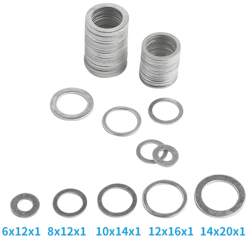 10/20/50PCS M6-M26 Aluminum Flat Washer Flat Ring Gasket Plug Oil Seal Fittings Washers Assortment Fastener Hardware Accessories 
10/20/50PCS M6-M26 Aluminum Flat Washer Flat Ring Gasket Plug Oil Seal Fittings Washers Assortment Fastener Hardware Accessories