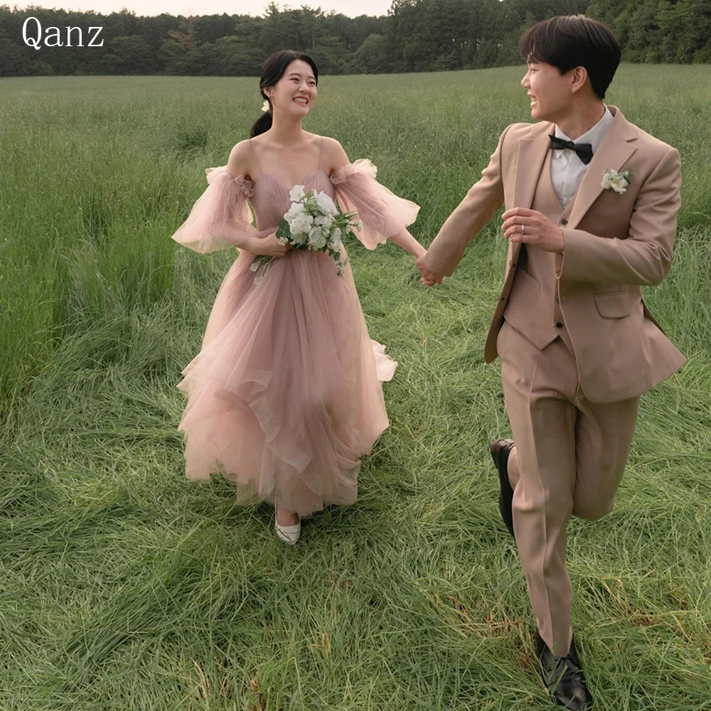 Qanz Dirty Pink Graceful Evening Dresses Spaghetti Strapless Tulle Detachable Puff Sleeves Long Train Korea Women Party Dresse
Qanz Dirty Pink Graceful Evening Dresses Spaghetti Strapless Tulle Detachable Puff Sleeves Long Train Korea Women Party Dresse