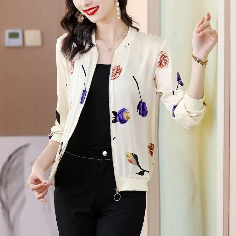 

Size M-5XL Women Floral Printing Chiffon Jacket Spring Summer Thin Coat Anti-sunburn Cardigan Tops Female Long Sleeve Clothes