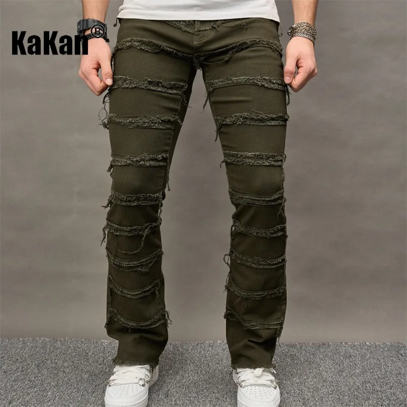 

Kakan's New European and American Retro Jeans for Men, Trendy and Worn-out Loose High Street Straight Leg Long Jeans K9-8045