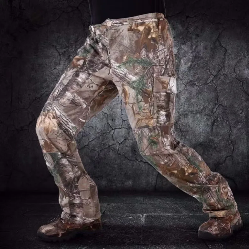 

Casual Men Pants PLus Size Cotton Breathable Bionic Camouflage Trousers Outdoor Hiking Fishing Jungle Hunting Long Bottoms