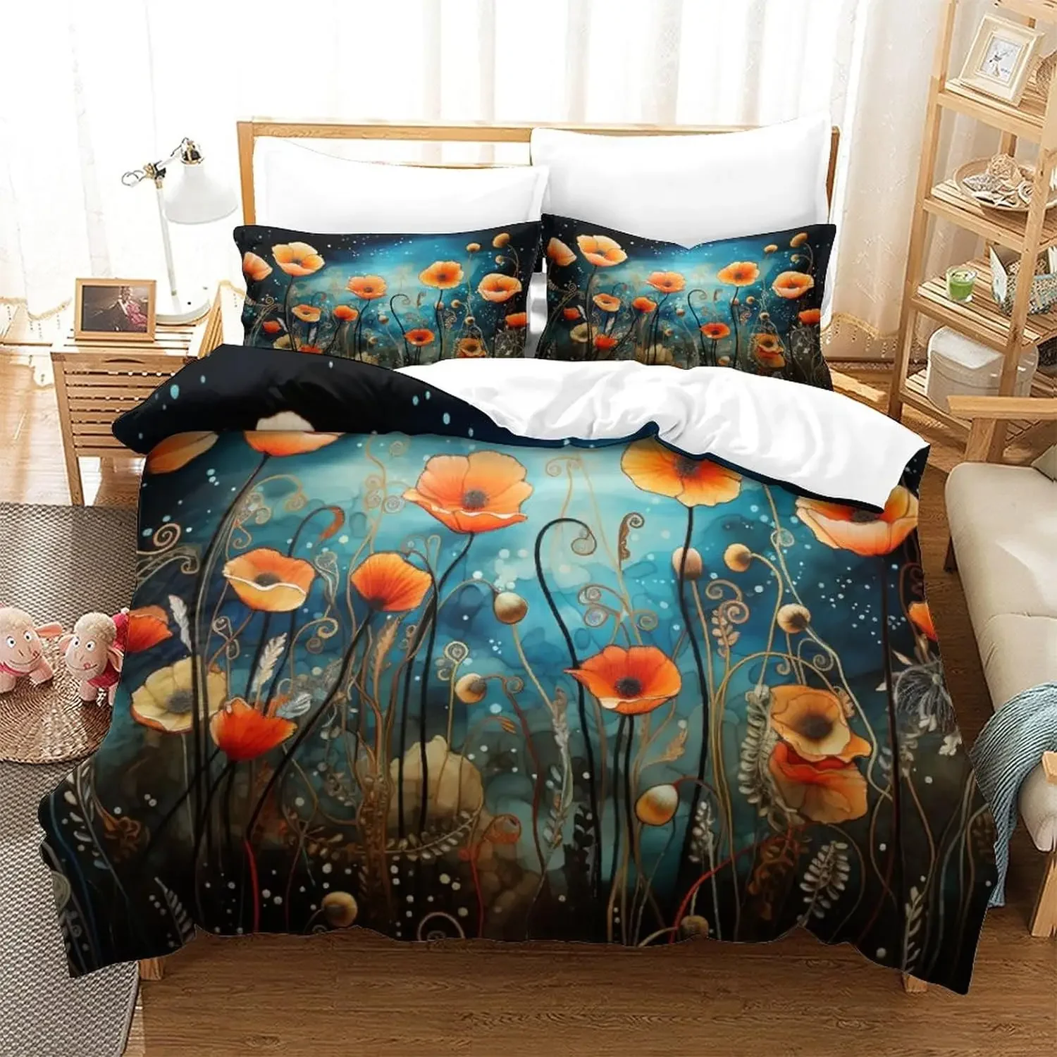 

Botanical Floral Duvet Cover King Leaves Flowers Bedding Set Microfiber Spring Blossom Quilt Cover Single Double For Teen Adults