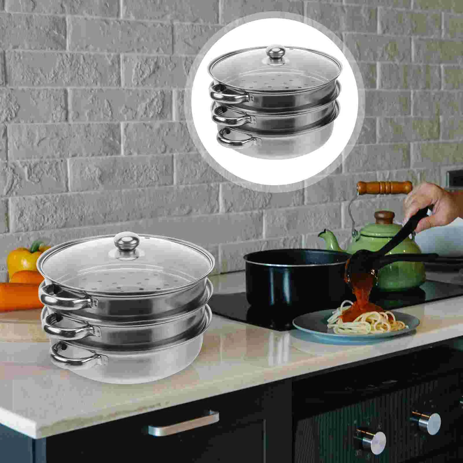 Three-Layer Soup Steamed Pot Multi-Function Cooking Gifts Cookware Stainless Steel Steamer
Three-Layer Soup Steamed Pot Multi-Function Cooking Gifts Cookware Stainless Steel Steamer