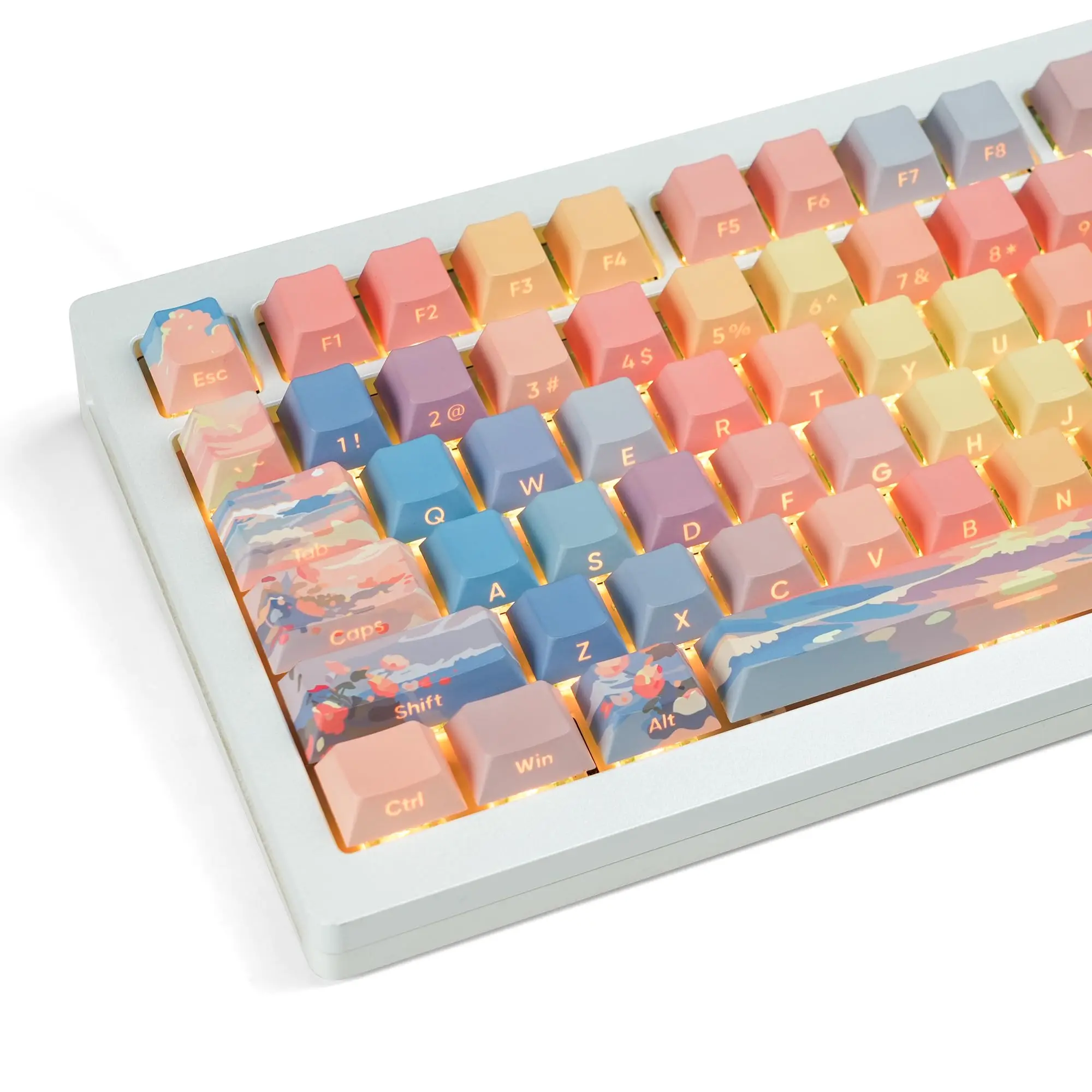 

131 Keys Shine Through Sunset Side Print Dye-Sub PBT Keycap Backlit RGB Cherry Profile For Cherry MX Gamer Mechanical Keyboard
