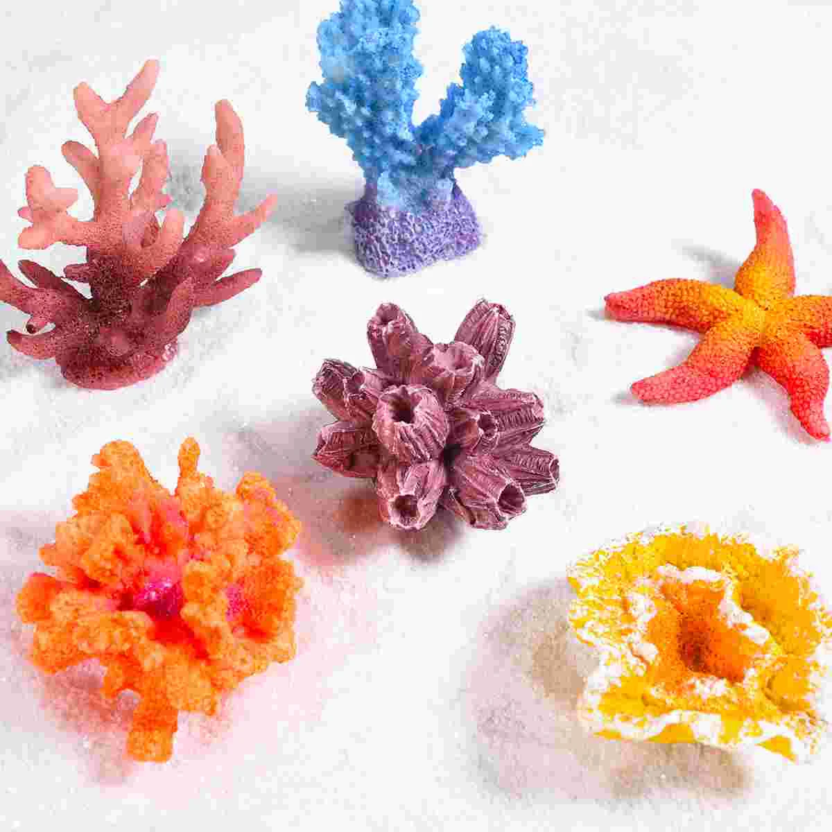 

UEETEK 6 Pcs Multicolor Aquarium Decor Artificial Sea Star Fake Coral Hiding Ornament for Fish Tank Decoration (Random Pattern)