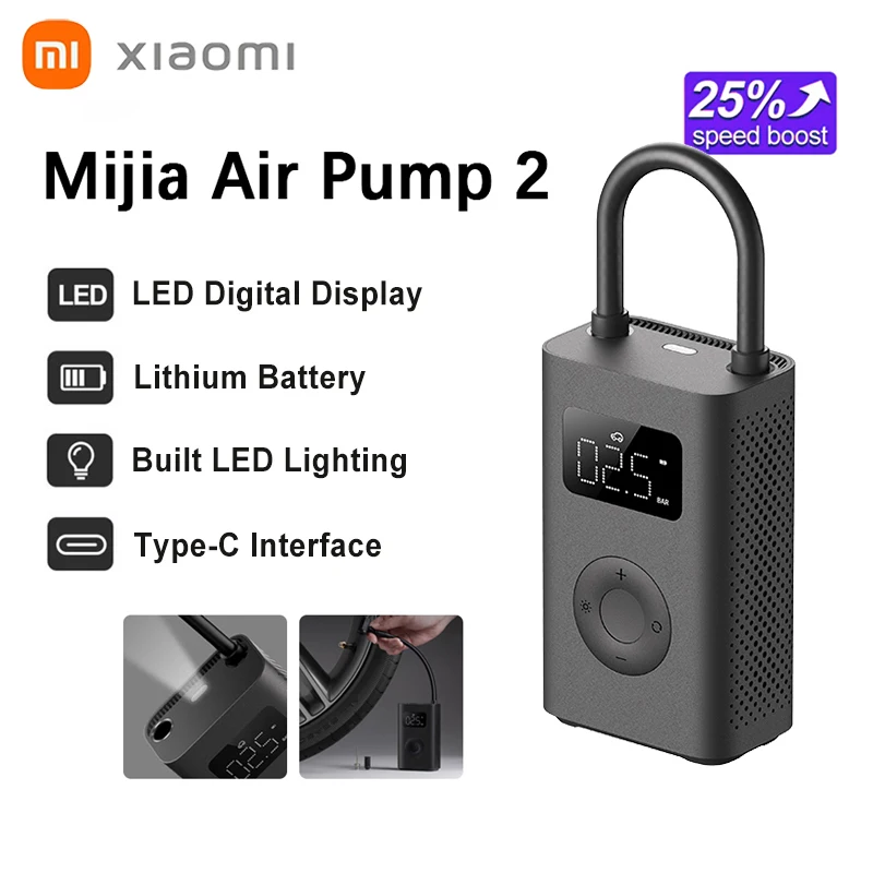 Xiaomi Electric Portable Air Pump 2 Digital Air Compressor Tire Pressure Detection For Bike Motorcycle Car Scooter Ball
Xiaomi Electric Portable Air Pump 2 Digital Air Compressor Tire Pressure Detection For Bike Motorcycle Car Scooter Ball