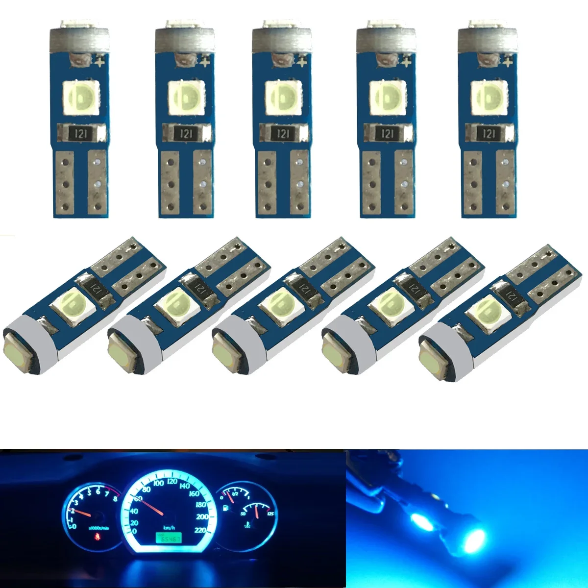 

10pcs 12V canbus T5 58 74 286 W1.2W Super Bright 3030 LED 3SMD wedge LED Light Car Dashboard Instrument Cluster Panel Lamp Bulb