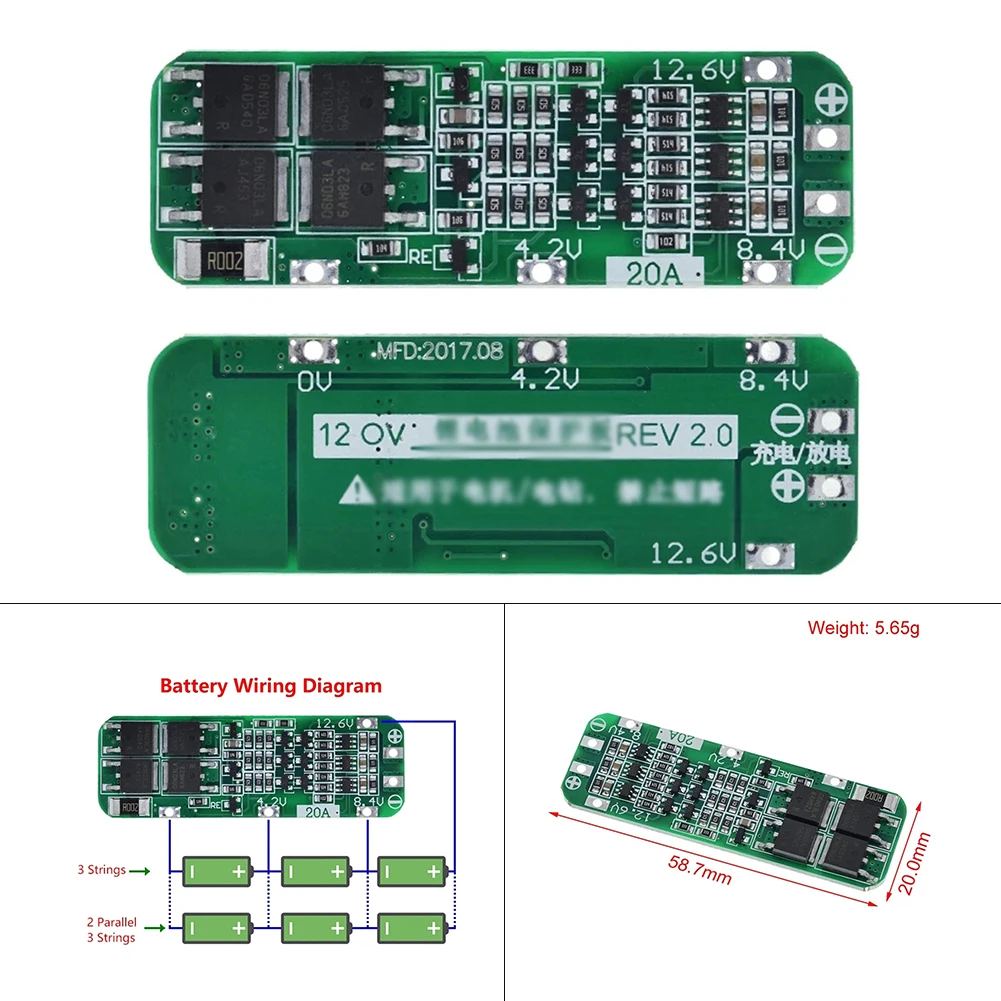 Li-ion Battery Protection Board Revision 2.3 1 Pcs 12.6V 59x20x3.4mm Cell Module High Quality Protection Board
Li-ion Battery Protection Board Revision 2.3 1 Pcs 12.6V 59x20x3.4mm Cell Module High Quality Protection Board