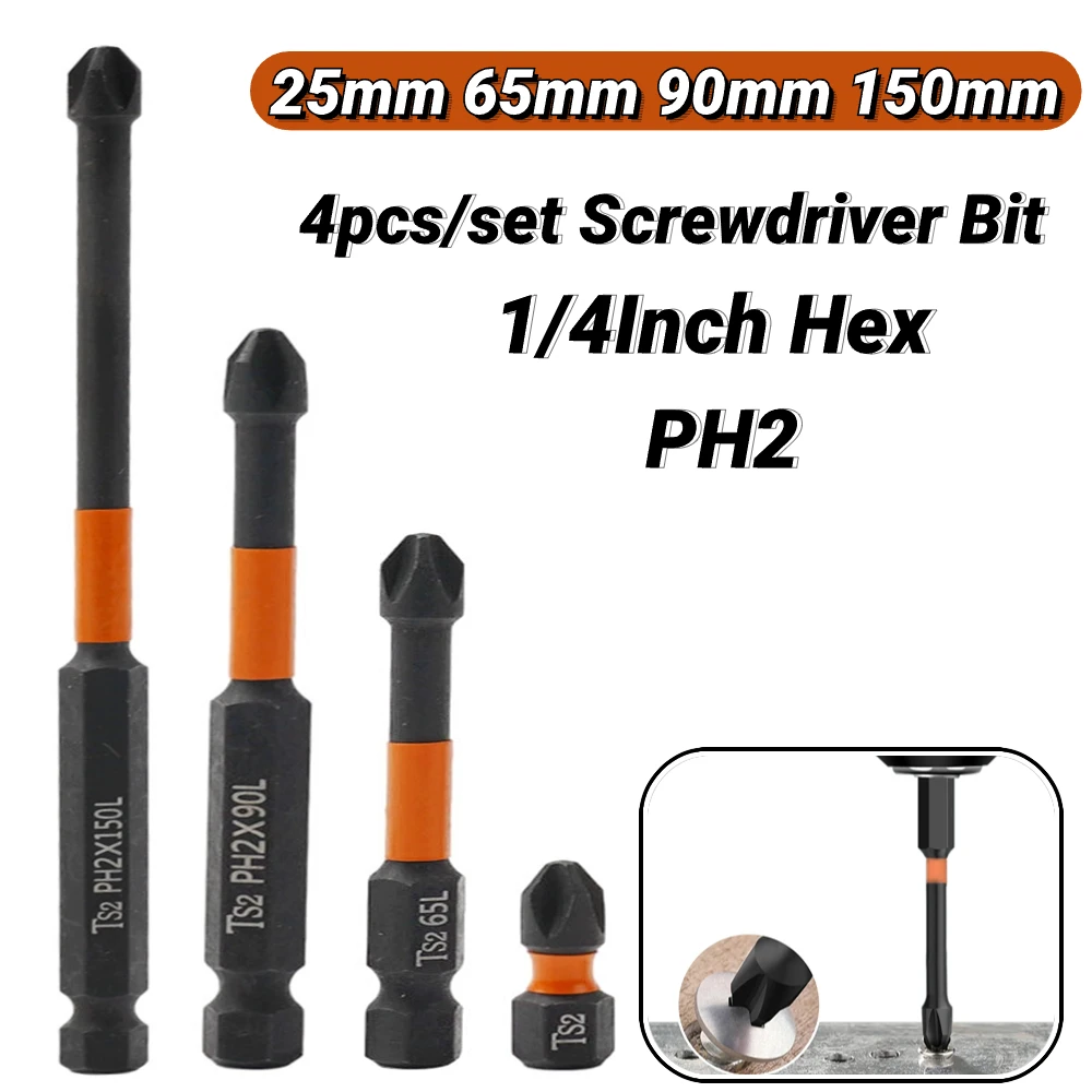 4Pcs PH2 Magnetic Cross Bit Set 25mm 65mm 90mm 150mm for Electric Hand Drills Impact Screwdrivers Bit Screw Driver Hand Tool
4Pcs PH2 Magnetic Cross Bit Set 25mm 65mm 90mm 150mm for Electric Hand Drills Impact Screwdrivers Bit Screw Driver Hand Tool